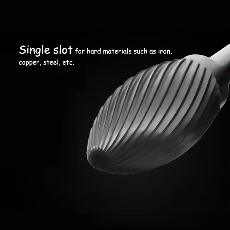 Tungsten Steel Rotary File Milling Cutter Blade Length 3~16mm Metal Tungsten Steel Carbide Grinding Head H-Type Torch-Shaped