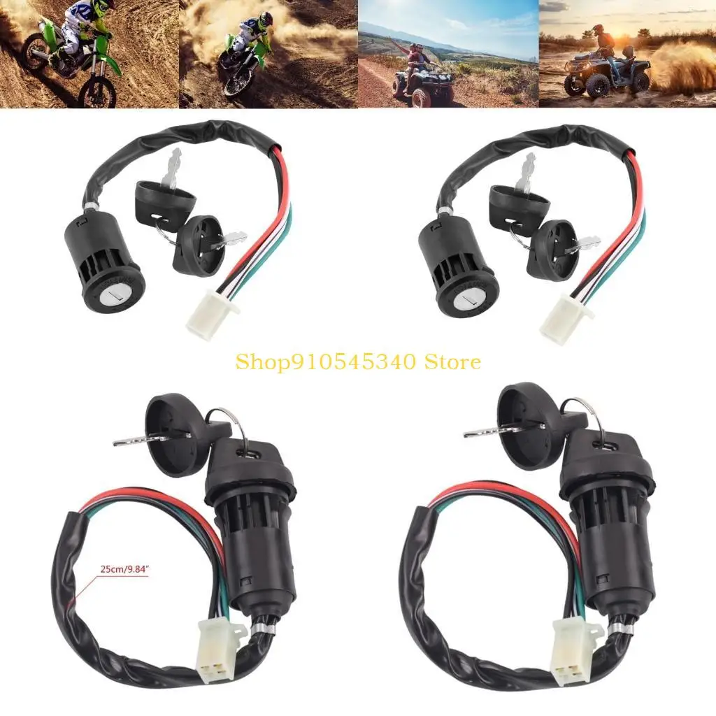 U2JA Motorcycle Off Road 4 Wires Ignition Barrel-Switch with Suitable for ATV Go Kart Scrambling Motorcycle Universal