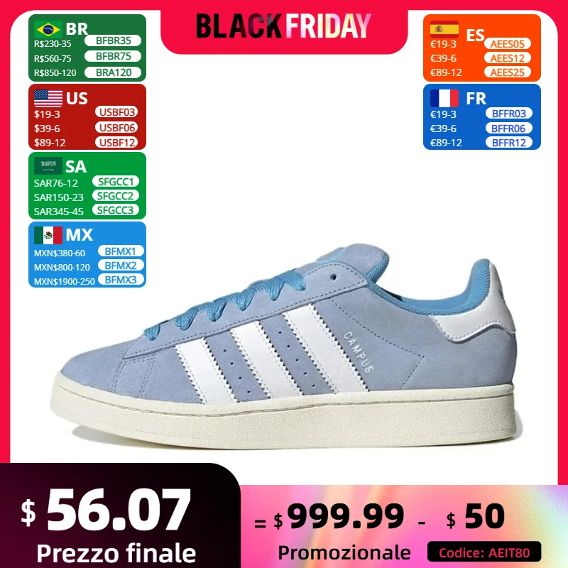 Adidas Original Light Blue Campus 00s Comfortabele antislip slijtvaste casual schoenen voor heren en dames