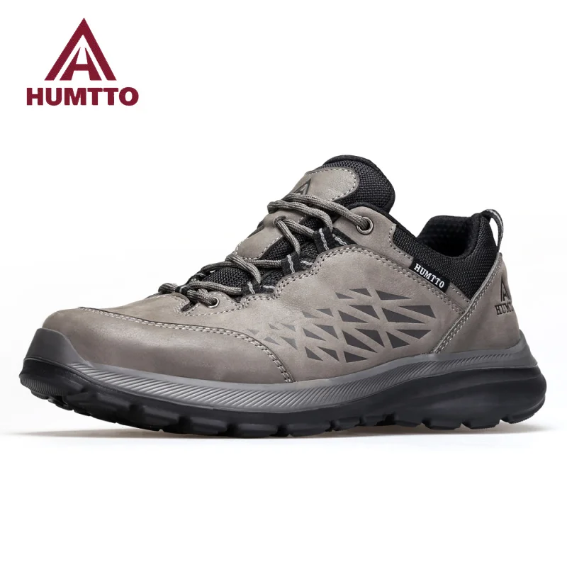 HUMTTO Leather Casual Shoes for Men Luxury Designer Sneakers Man Outdoor Lightweight Men\'s Sports Shoes Fashion Black Trainers