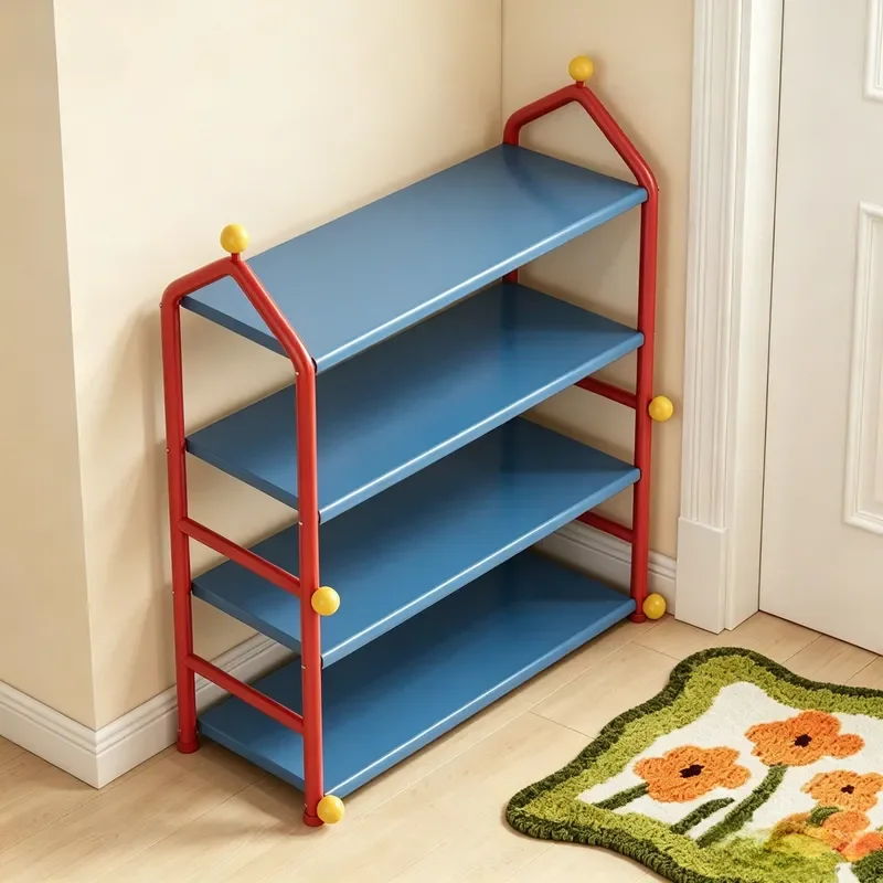 Household wrought iron shoe rack, floor-to-ceiling multi-layer shelf at the door, simple shoe storage rack, and shoe cabinet