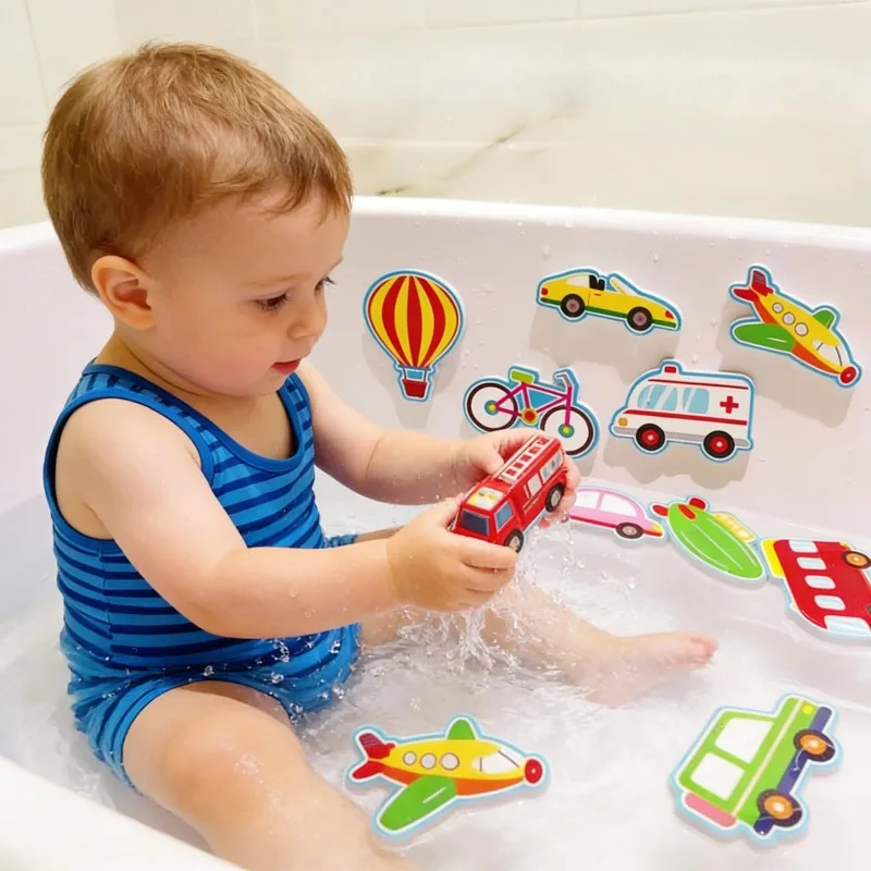 Multi-Style Vehicle Baby Bath Toys - BPA-Free Suction Cup Bathtub Toys, Cute Transport Shapes for Toddler Water Play Fun