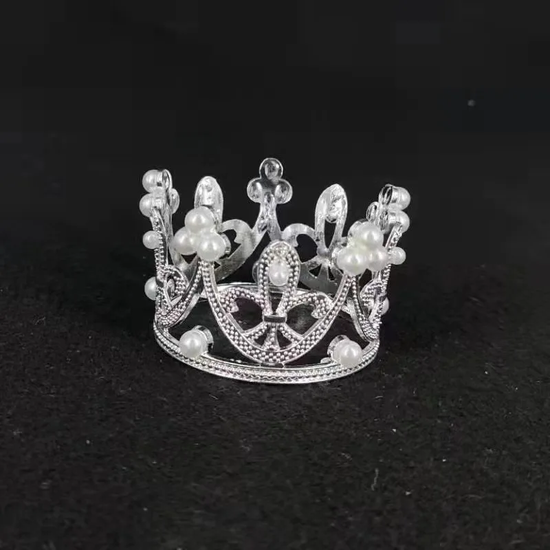 Mini Crown Decoration Princess Topper Pearl Tiara Children Hair Ornaments for Wedding Birthday Party Decoration Cute Decor