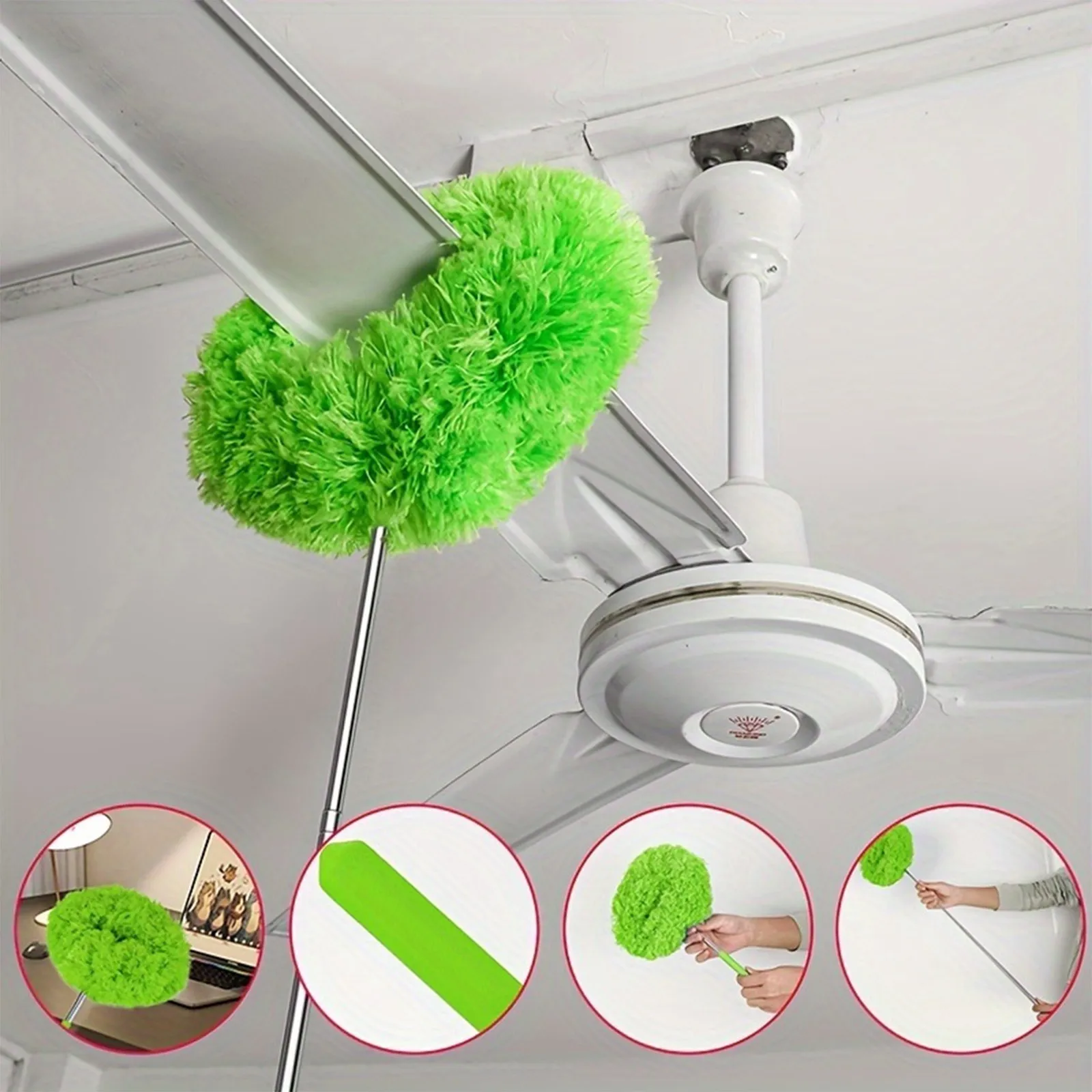 Long-Hand Microfiber Ceiling Fan Duster Reusable Cleaner Brush Multifunctional Effortless Home Electric Appliances Cleaning Tool