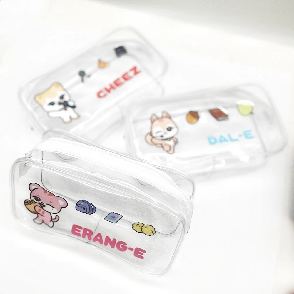 الحيوان الإبداعية مقلمة حقيبة أدوات مكتبية 19*10*6.5 سنتيمتر الكرتون بولي كلوريد الفينيل شفافة حقيبة التخزين حقيبة مستحضرات التجميل Wonyoung Yujin Rei Gaeul Leeseo Liz Kpop
