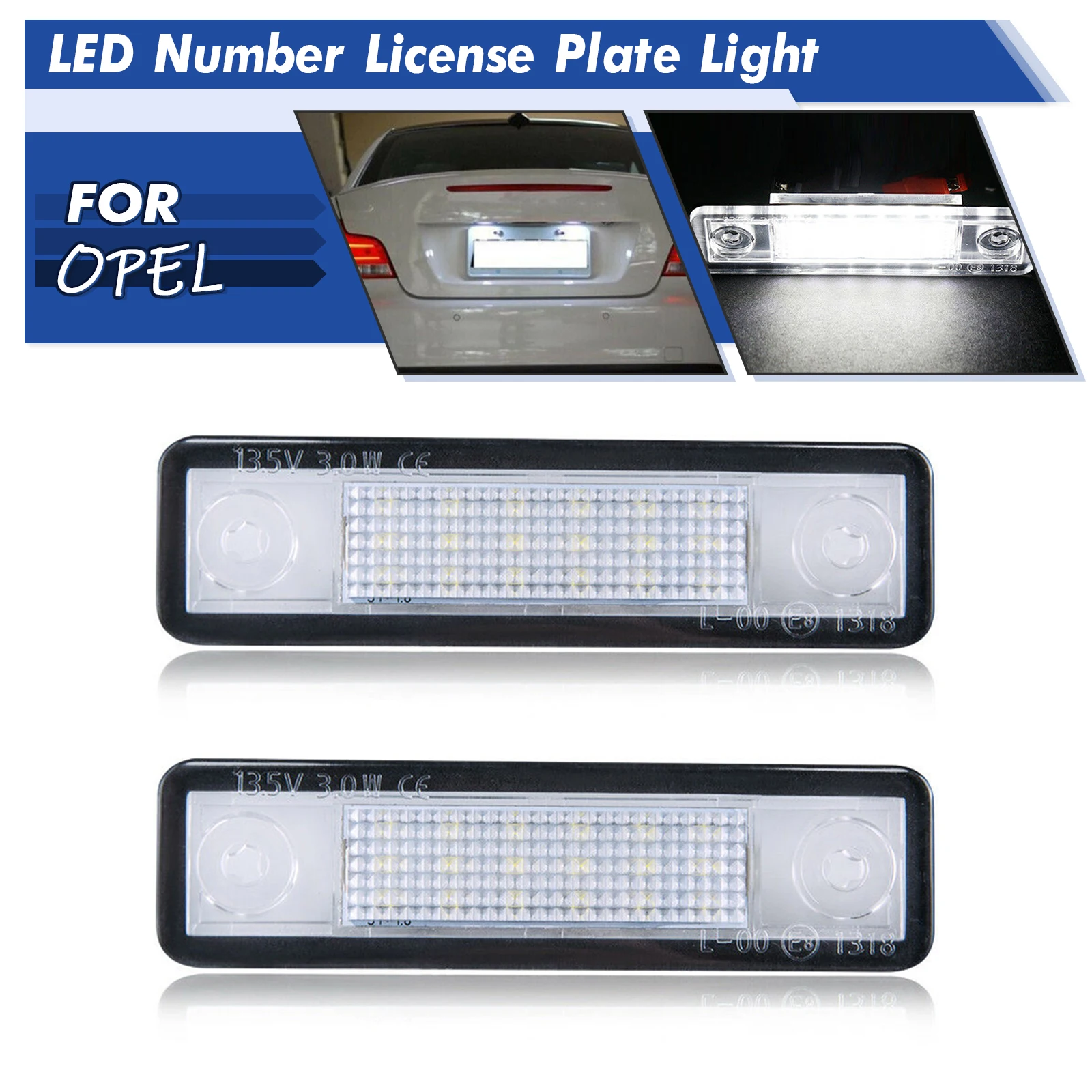 

2PCS LED License Plate Light No Error For Opel Signum Zafira For Opel Astra Omega Car LED Number Auto Warning Lamp 6500K White