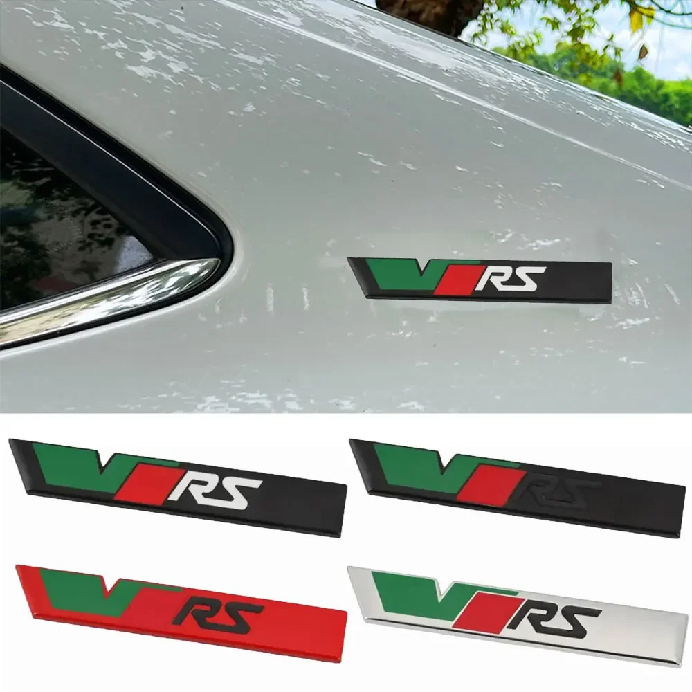 3D Metal VRS RS Letters Logo Car Side Fender Emblem Rear Trunk Sticker Front Grille Badge Decals