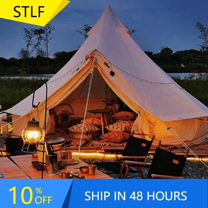 

STLF Factory Make Yurt Glamping Tent Outdoor 3m 4m 5m 6m 7m 8m Bell Tent Waterproof and Fire Retardant Bell Tents for Sale