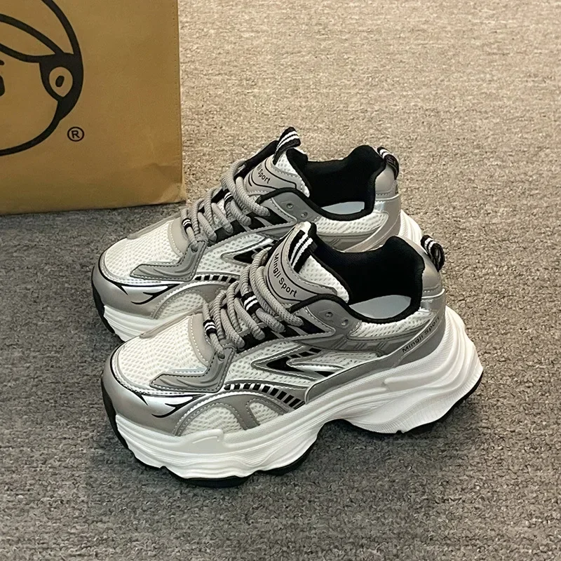 Women Platform Sneakers 2025 Autumn New Fashion Casual Lace Up Sports Shoes Woman Non Slip Walking Shoes Ladies Vulcanize Shoes