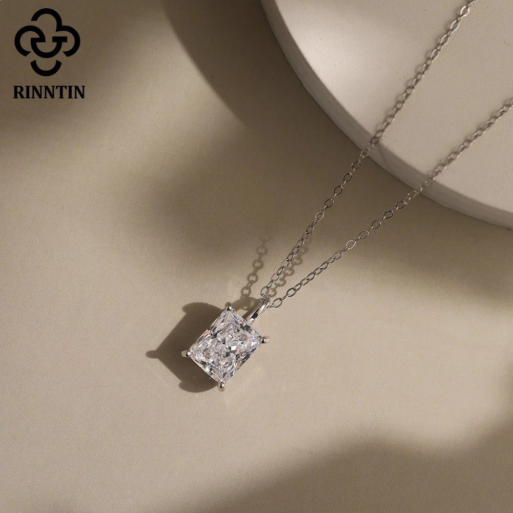 

Rinntin Geometric 1-4ct Moissanite Pendant Necklace Shiny s925 Sliver Fine Necklaces Women High Quality Christmas Gift SMON07