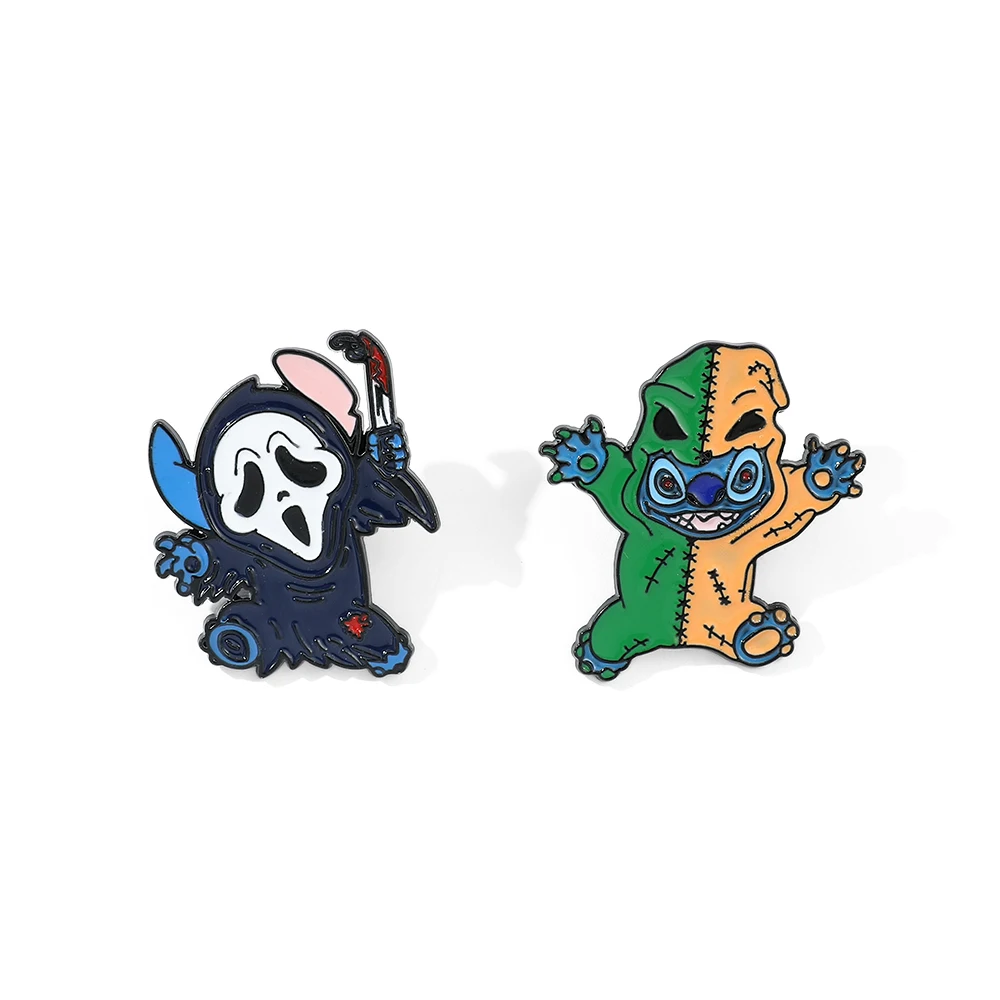 2Pcs Stitch Enamel Pins Cartoon Anime Lilo & Stitch Brooch Lapel Pins for Backpack Jacket Badge Accessories for Fans Gift