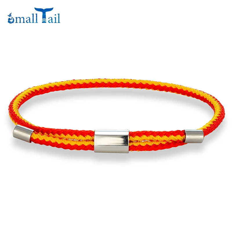 Spain Flag Adjustable Rope with Stainless Steel Buckle Bracelet for Men Women Fashion Wristband Jewelry Waterproof Bracelet Gift