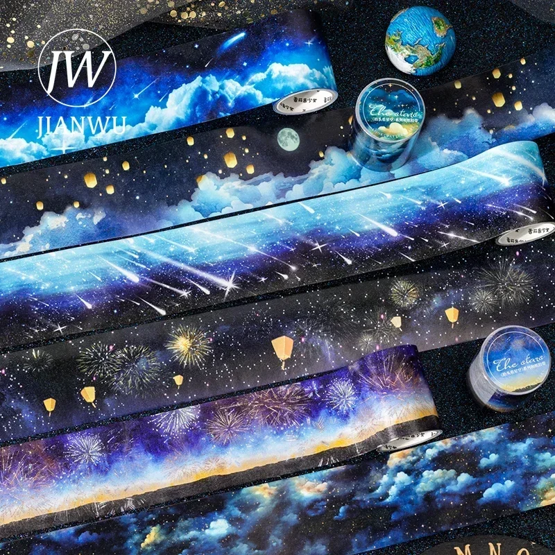 

JIANWU 50mm*200cm Look Up At The Starry Sky Series Vintage Fireworks Material Collage Washi Tape Creative Journal Stationery