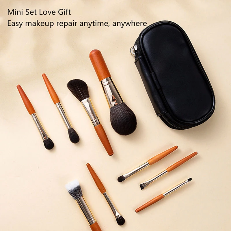 9pcs Protable Makeup Brushes Set MiniCosmetic Brush Powder Foundation Blush Blooming Eyebrow Eyeshadow Brush Kit