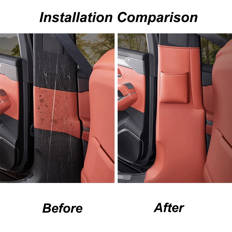 MDUG For BYD TANG L EV/DM Sealion 8 2025 2026 Car Interior B-Pillar Anti-Collision Scratch Resistant Leather Protective Accessor