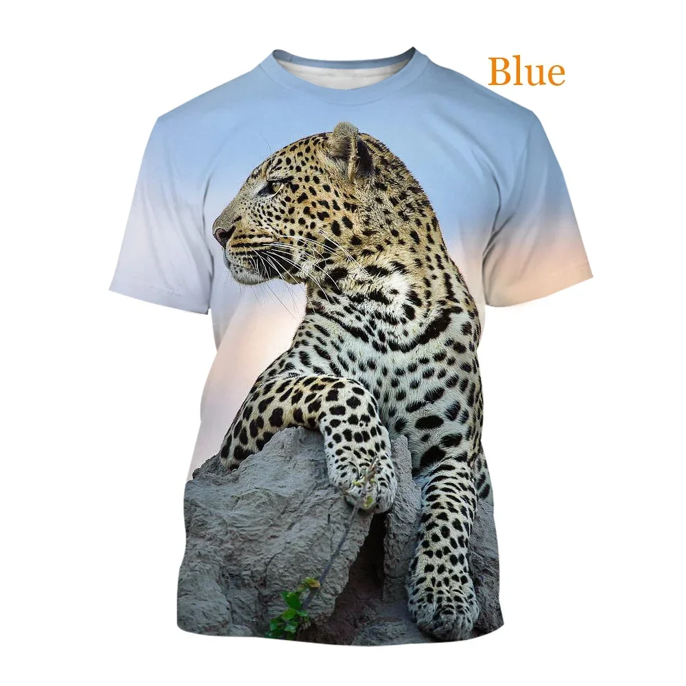 2022 Men's and Women's T-shirt Casual Shirts Funny Loose Tops New Fashion Animal Leopard 3D Printing