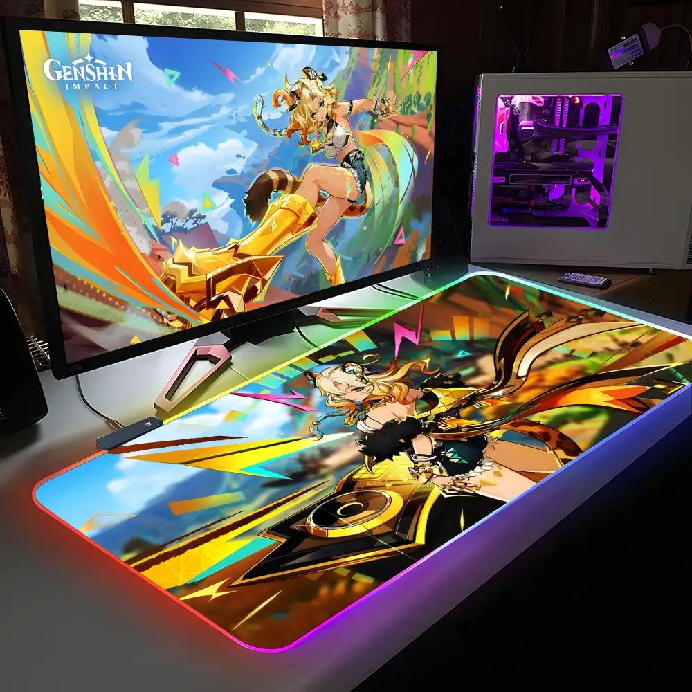 

Игровой коврик для мыши Game GI Xilonen RGB, резиновый, для компьютера и ноутбука, официальный, цветной, для киберспорта, эстетичный, модный, роскошный коврик