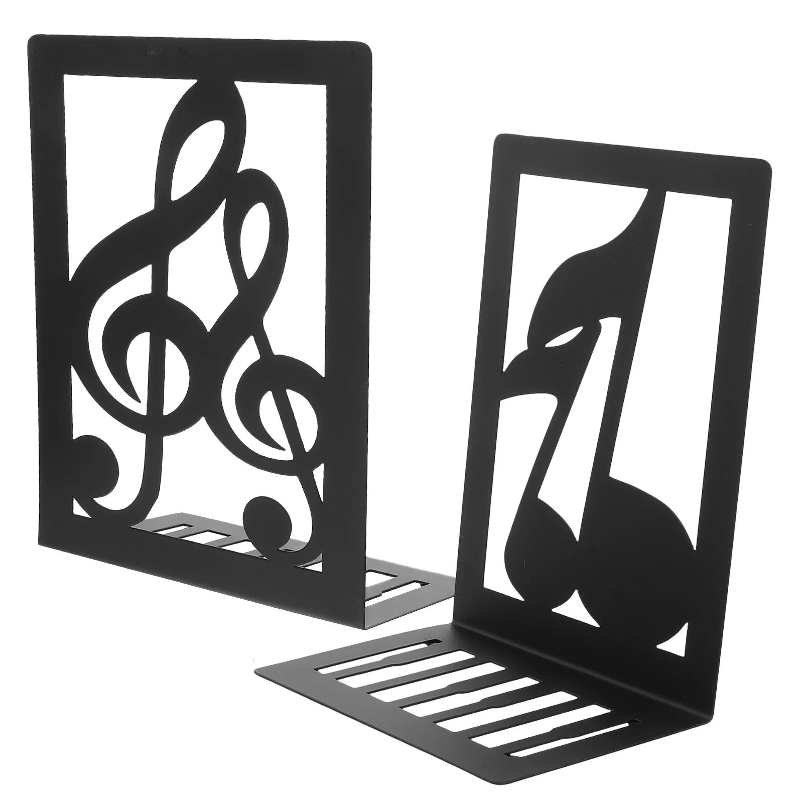 

2 Pcs Iron Musical Note Bookends Magazine Display Stand Organizer Bookshelf Decorative Stands Holders Desktop Study Hollow Out