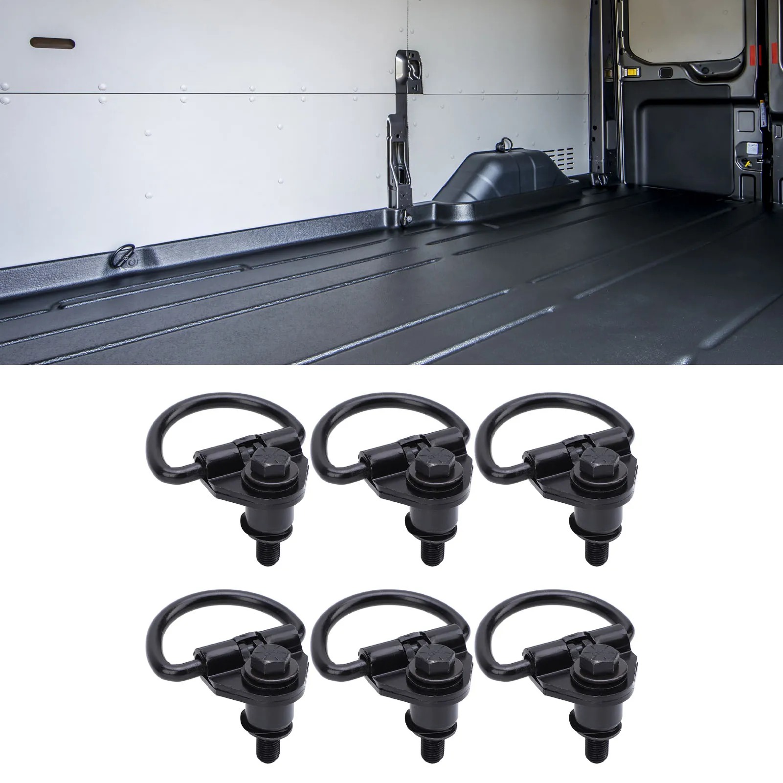 6 Ganchos de Carga para Auto, Acero Negro con Revestimiento Antioxidante BK21V550A74AD para Ford Transit 150 250 350 2015 a 2024
