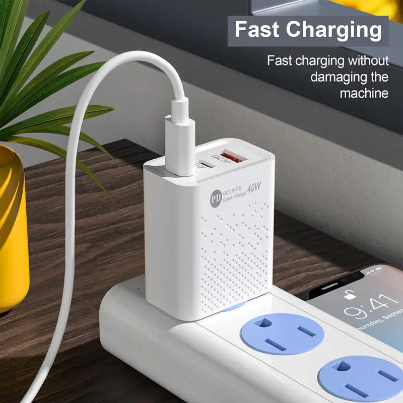 USB Wall Charger QC3.0+PD40/20W USB Cube Power Adapter Multi-port Cellphone Charger US/EU Plug Travel Charger Adapter For Phone