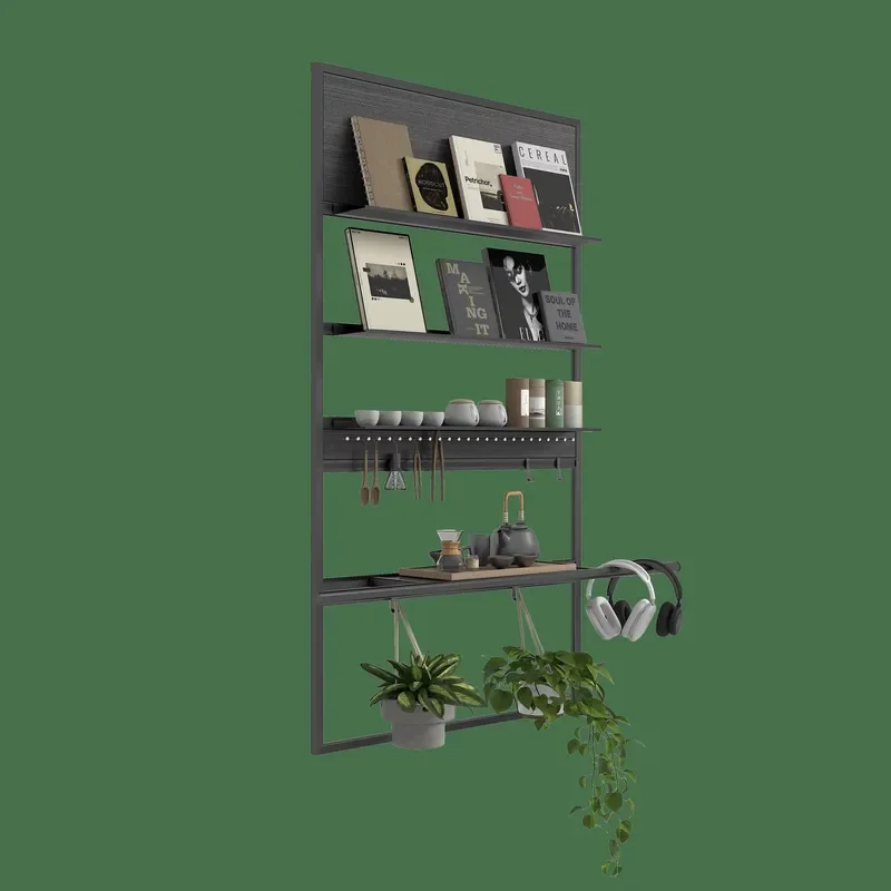 Modern Design Space - Switchable Wall Hanger Aluminum Multifunctional Wall-Mounted Storage Rack with Shelf for Home&Balcony