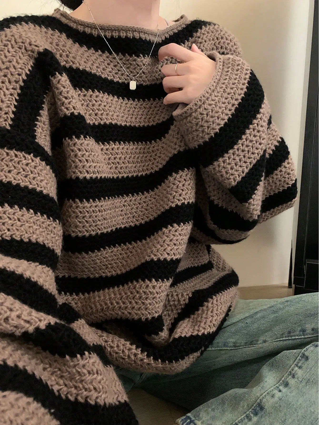 Autumn High-End Wear Stripesd Knitwears for Women 2024 New Spring and Autum Fashionable and Unique Tops