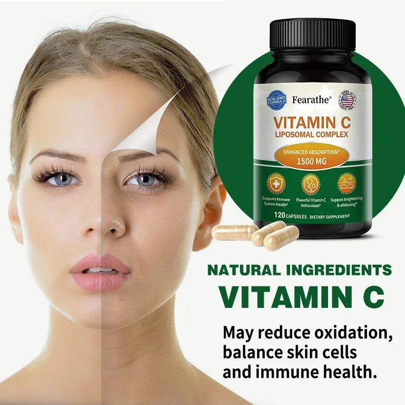 Vitamin C 1500 Mg - Vitamin C Liposomal Dietary Supplement - Non-GMO & Gluten-Free Vegetarian Immunity, Antioxidant, Whitening