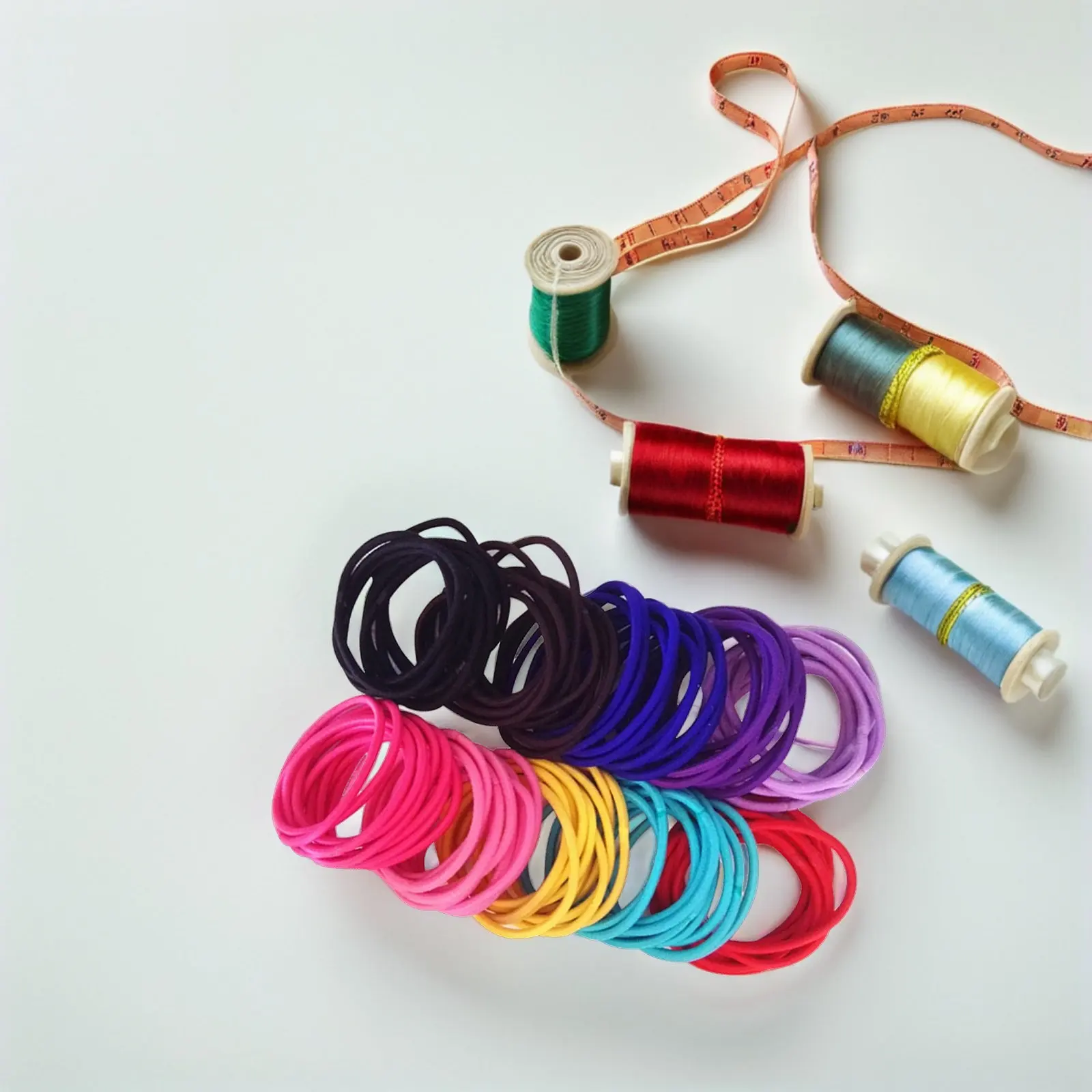 50Pcs Hair Ties Elastic Nylon Rubber Bands Ponytail Holders Metal Free Soft Stretchy Hair Rope for Adults Kids Sports