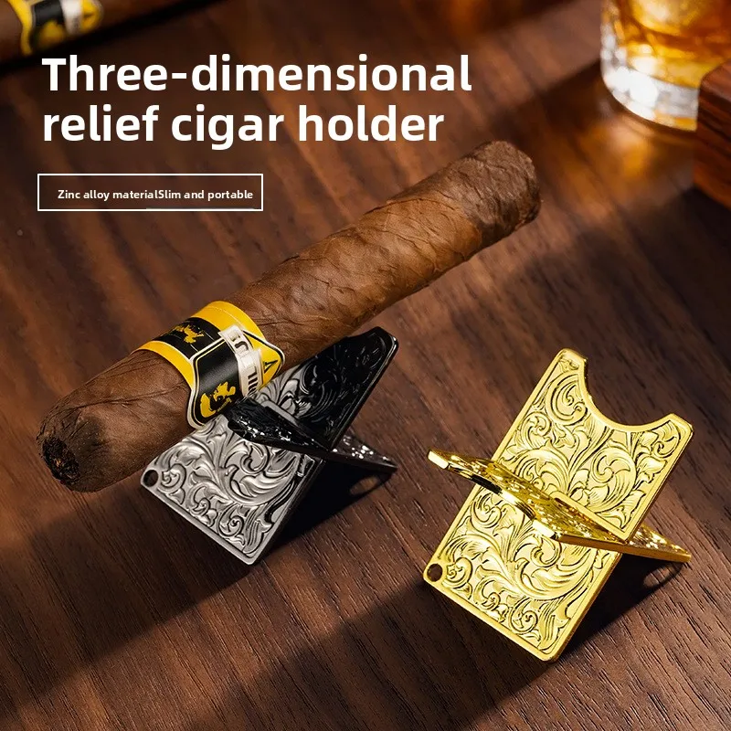 New Slim Rich Flower Tangcao Three-dimensional Relief Craft Cigar Holder Portable Display Stand Smoking Accessories for Men