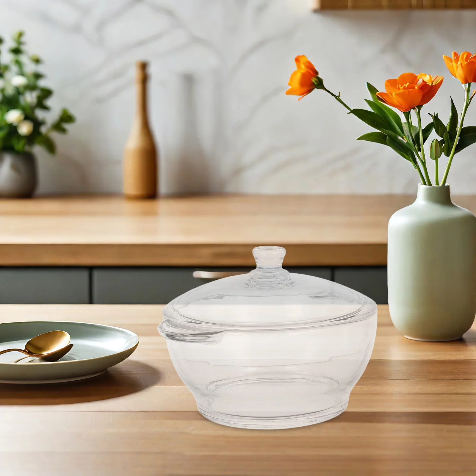 

Wear Resistant Glass Stew Pot 1.5L Double Handle Cooking Pot Ramen Noodle Bowl Lid Household Kitchen Oven Proof Stockpot