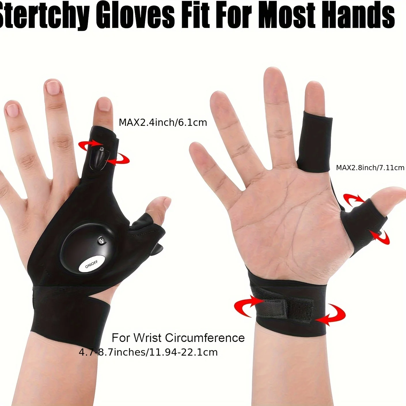 Rechargeable LED Waterproof Flashlight Gloves For Night Fishing & Mechanical Repairs -Hands-Free Lighting Tool| Cool Gadget Gift