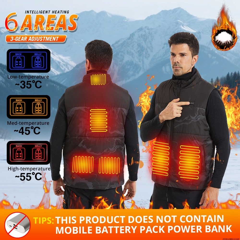 

﻿11/6 Areas Heated Vest Men Electric Heating Jacket Usb Infrared Motorcycle Heating Clothes Bodywarmer Heated Down Jacket Winter