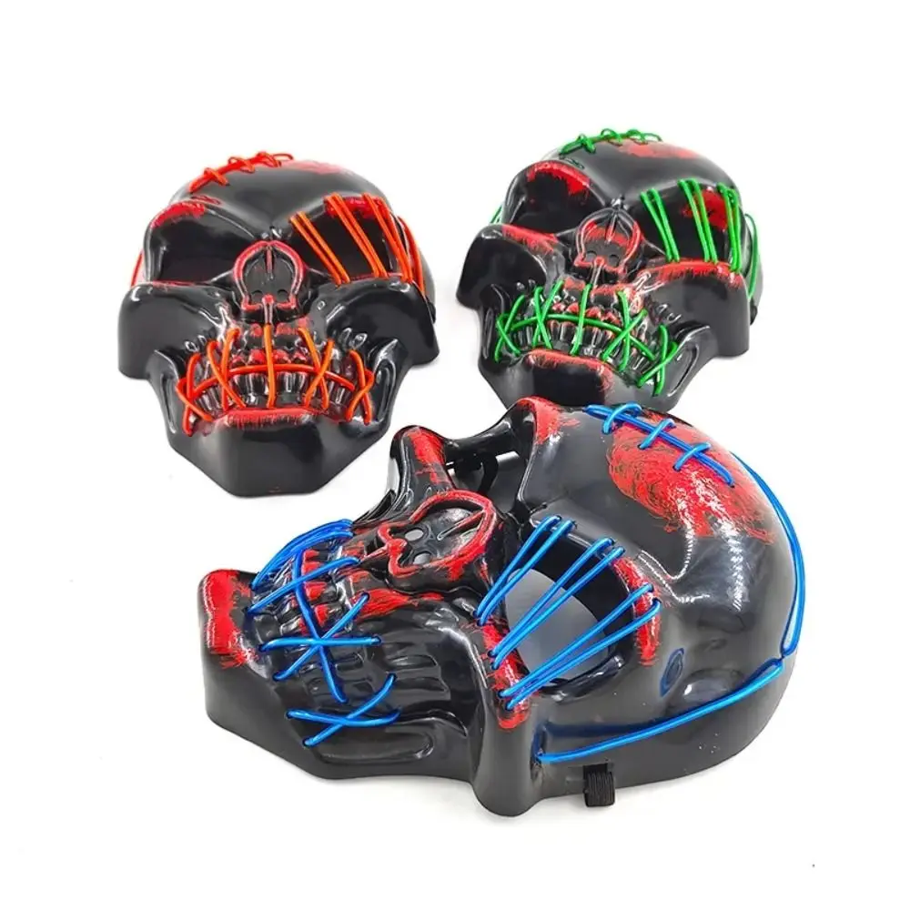 Nachtclub Halloween Schädel leuchtende Maske PP kaltes Licht Vollgesichtsmaske Augenmaske Kopfbedeckung Kostüm Requisiten Cosplay