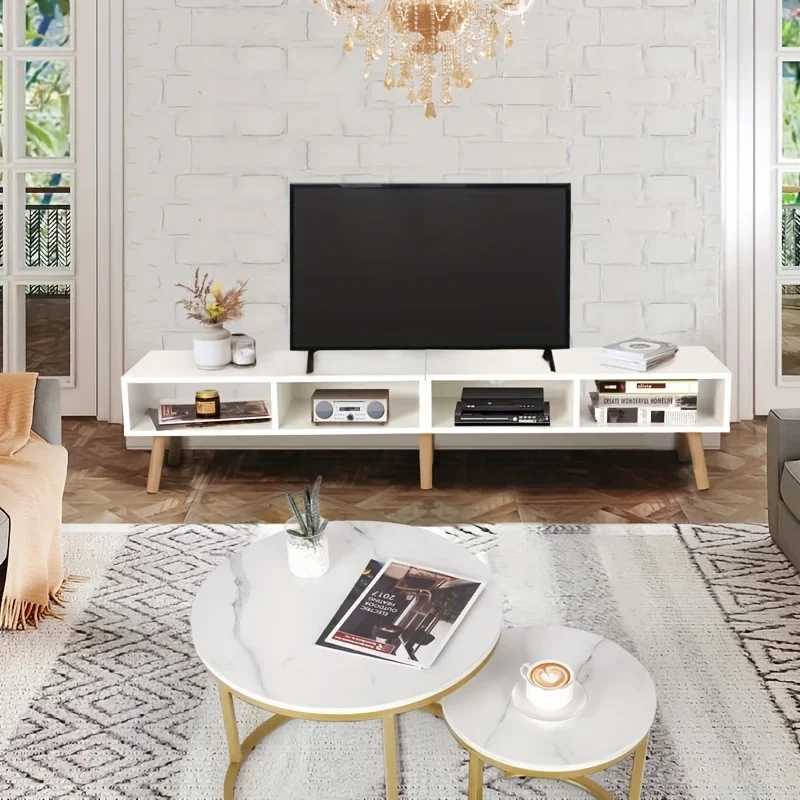 

The Modern Entertainment Center Wooden TV Cabinet Is Easy To Assemble In Black And White Suitable For Bedrooms And Living Rooms