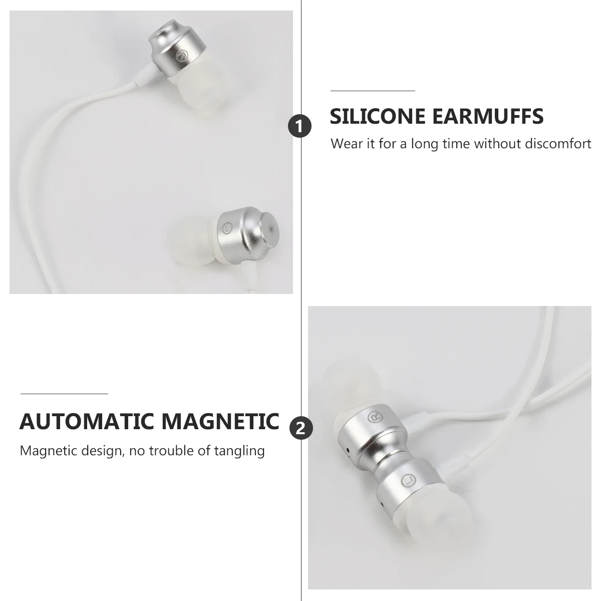

Ergonomic In-Ear Earbuds 3.5Mm Jack Mic Volume Control Soft Silicone Earmuffs 1.2M Cable Magnetic Suction Universal Fit For