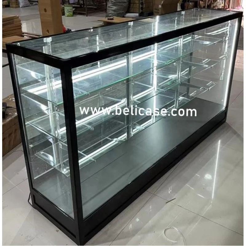 Customized-70 ''glass vitrine display showcase smoke shop display aluminium store display counter glass with sliding do