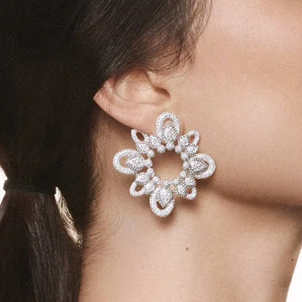 

Missvikki HOT Shiny Charm Women Bridal Wedding Party Jewelry Gift Wholesale New Fashion Jewelry Stud Earrings for Lady Daily