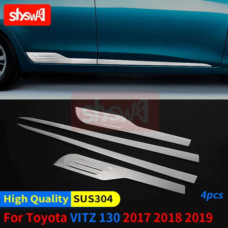 Fit For Toyota Vitz 130S Hatchback 2017 2018 2019-2022 Body Trim Strip Under Door Modified Stainless Steel Accessories 4Pcs