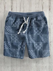 2024 Summer Hawaiian Beach Shorts For Men Holiday Casual Colorful Plaid Print Sportswear Quick Shorts Hawaii Swimsuit