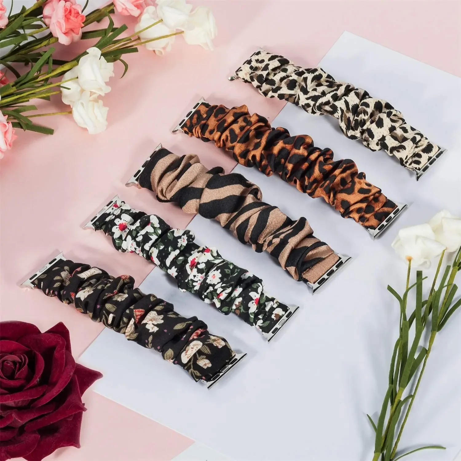 

Scrunchie Strap for Apple watch band 44mm 40mm 38mm 42mm 49mm Solo Loop bracelet iWatch series ultra 2 8 9 7 6 SE 5 3 45mm 41mm