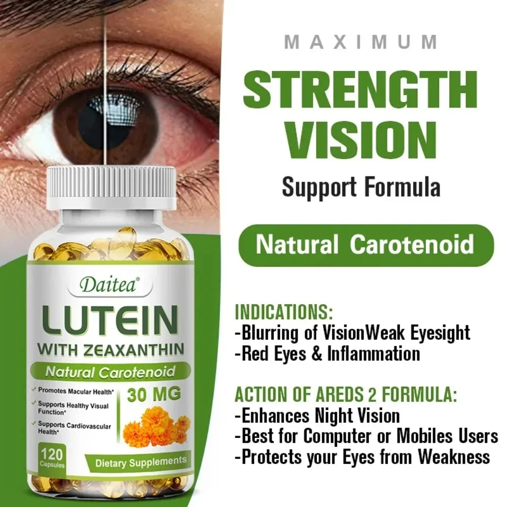 Lutein & Zeaxanthin Eye-Care Capsules (Vitamins for Retinal and Visual Health) — Suitable for Adults, and Seniors
