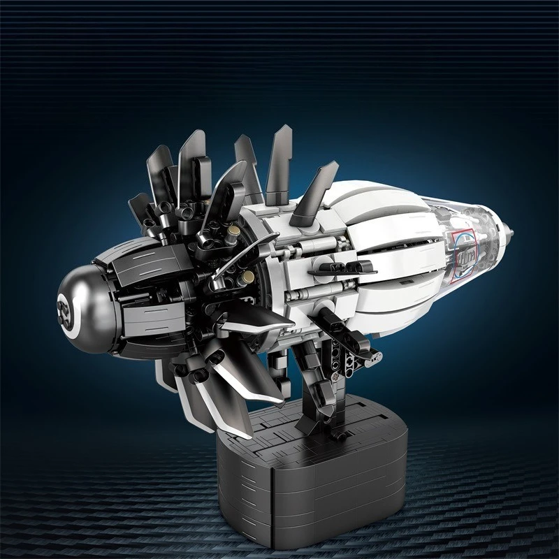 Moc Aviation Aircraft Turbofan Engine Building Block Assembly Model Tabletop Ornament Men's Hobby Collecting Bricks Toy