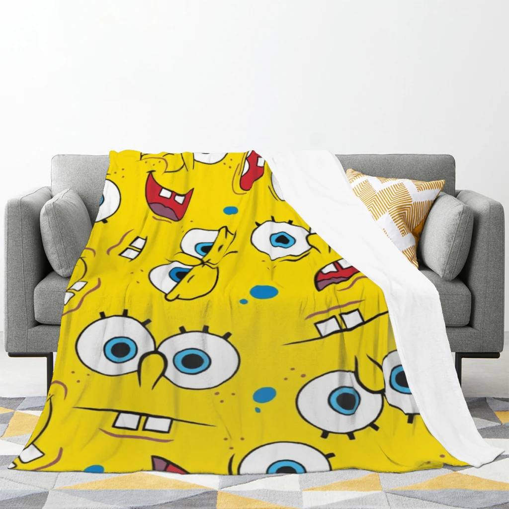 SpongeBob Medium Blanket Comforter Flannel Soft throw Blankets Warm Home and Decoration