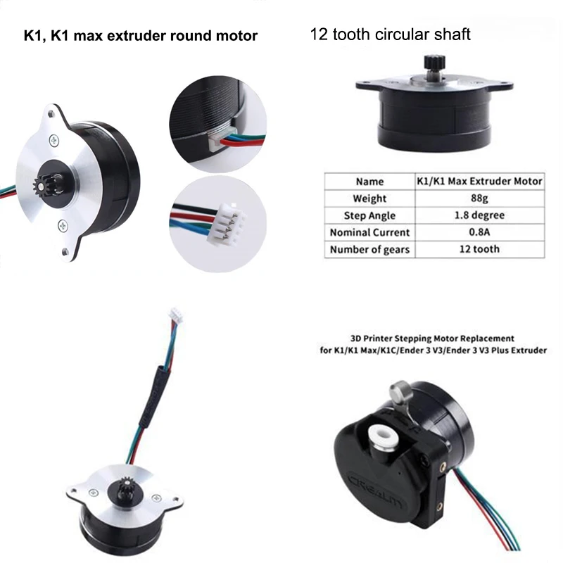 K1 Extruder Stepper Motor With 12 Tooth Gear For  K1,K1C,K1 Max,Ender 3 V3,Ender 3 V3 Plus 3D Printer Part