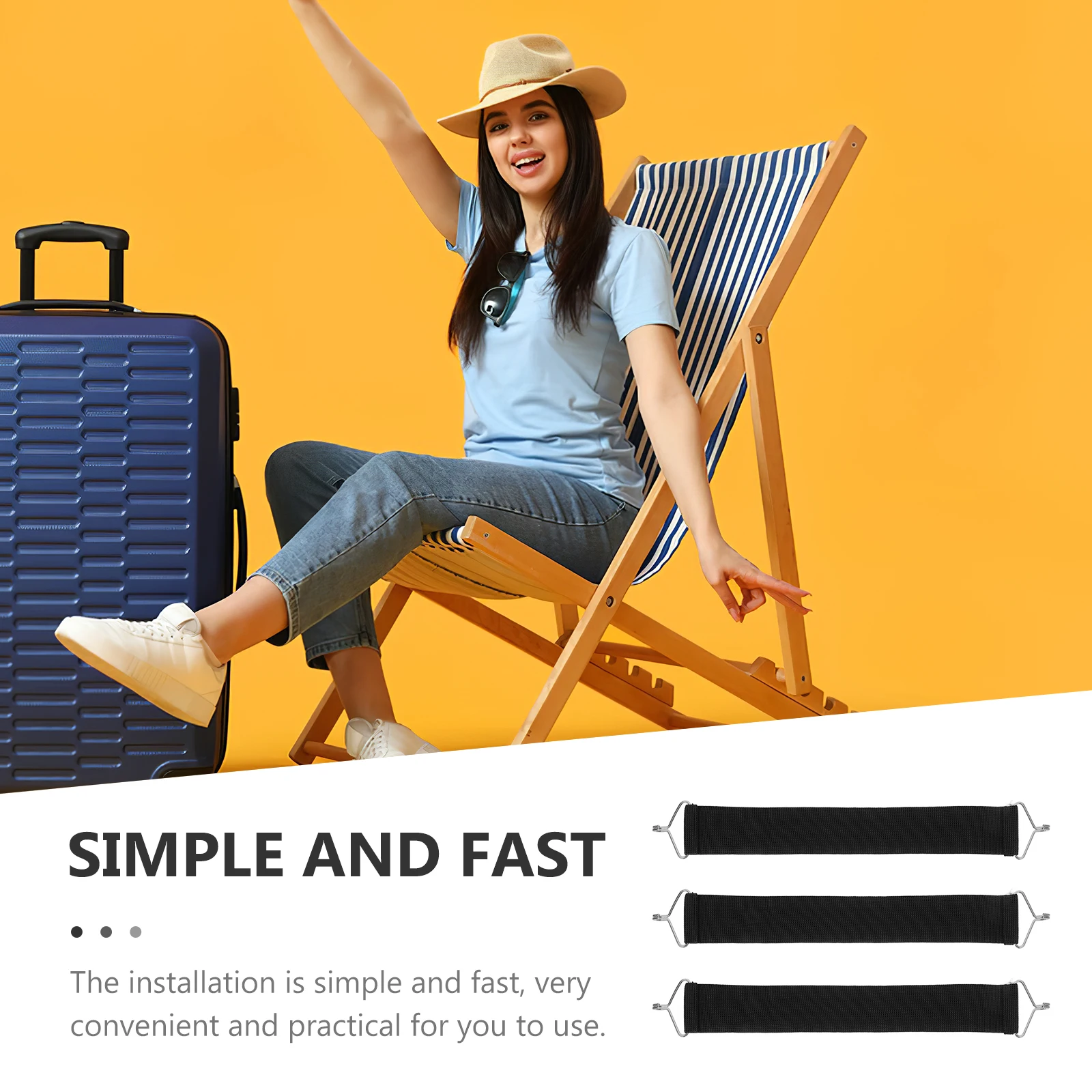 

3pcs Reinforcement Belts Anti-cracking Straps Deck Elastic Camping Accessories Nylon Bands Chair Strap Lounge Repair Kit