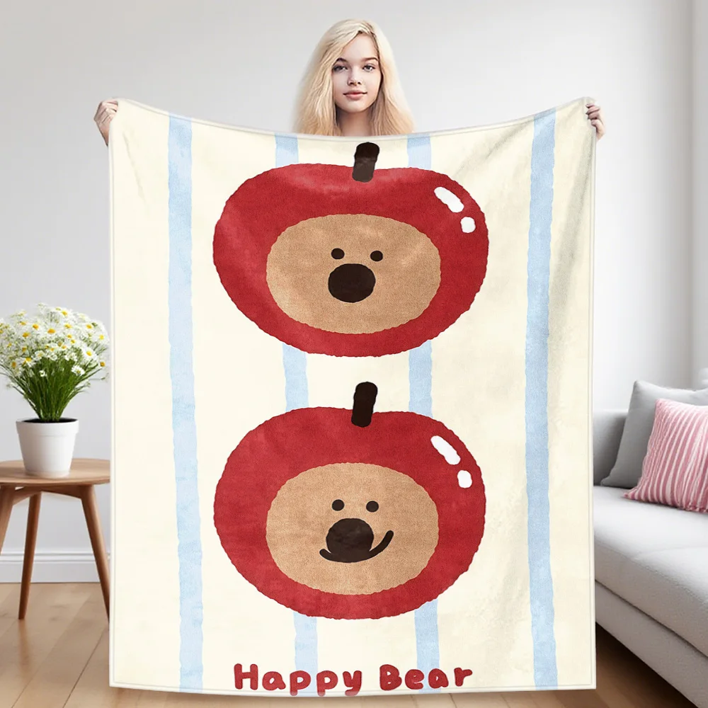 Apple Bear Nap Blanket,Flannel Blanket,Suitable For Sofas,Beds,Cars,Rooms,Offices,Camping,Exquisite Gift Blankets