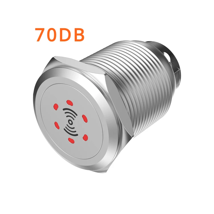 16/19/22mm Metal Buzzer 12V24V220V AC-DC Stainless Steel Flash Signal Light Red Light High Decibel 70DB Sound and Light Alarm