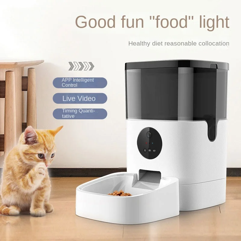 Pet Automatic Feeder, Intelligent Timed Quantitative Feeder, WiFi Remote Video Monitoring of Dogs and Cats in Real Time