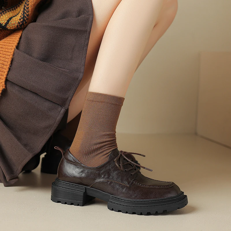 

Женские туфли-оксфорды из натуральной кожи, весенне-летние повседневные броги, винтажный стиль ручной работы, дизайнерские роскошные черные оксфорды