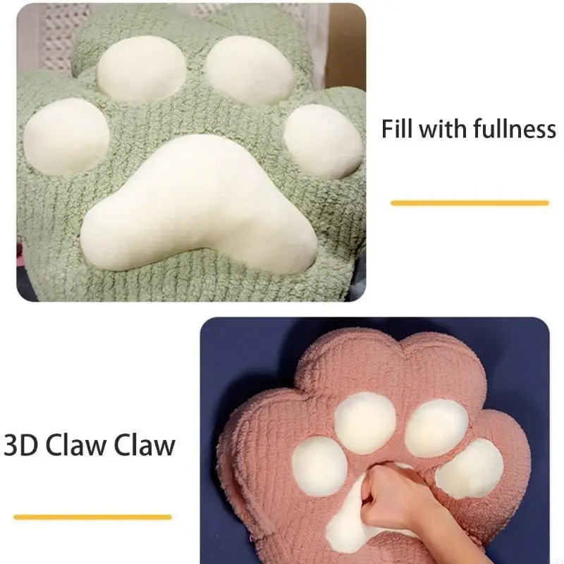 Multifunctional Cats Paws Pillow 2 in 1 Hand Warmer Quilts for Office Naping Air Conditioning Blanket Folding Pillow